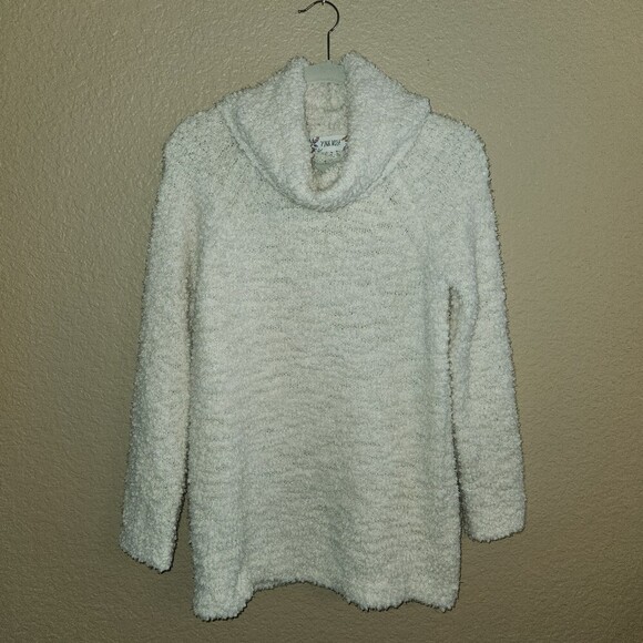 Pink rose Sweaters - Pink Rose Cowl Neck Boucle Knit Cozy Sweatercream Color Womens Size L